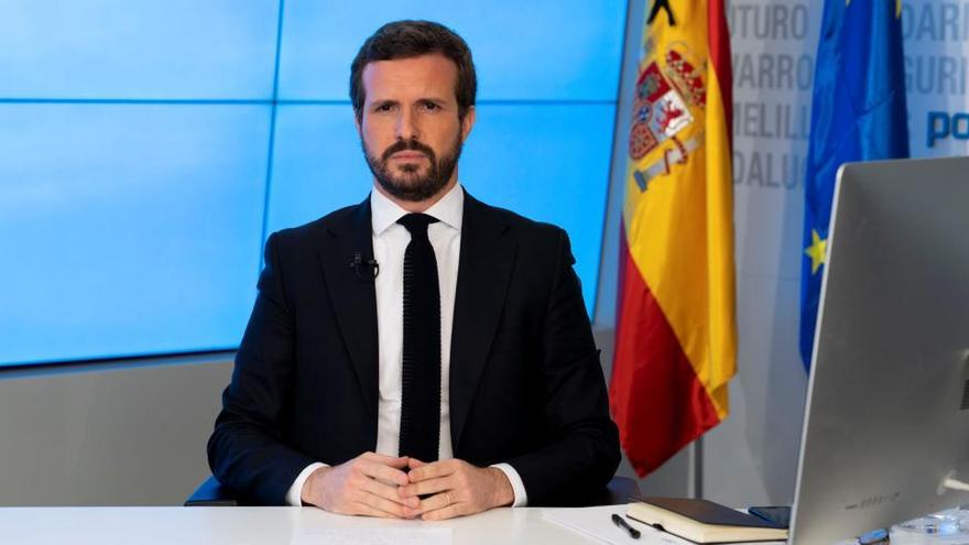 Casado, en una rueda de prensa telemática.