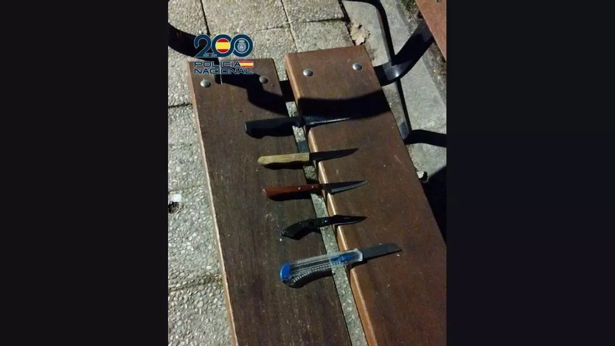 Detenidos tres menores y otros dos jóvenes en Madrid tras ser sorprendidos con cuchillos y huir de la Policía