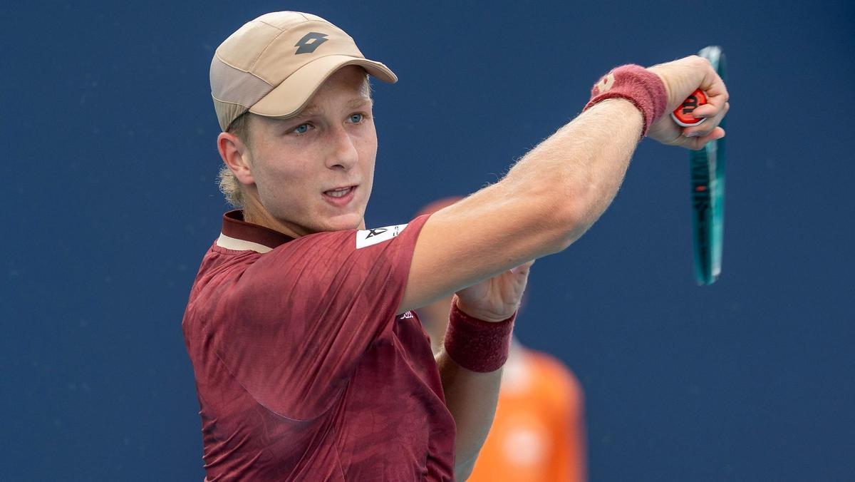 Landaluce, tras conectar un drive en el partido contra Korda.