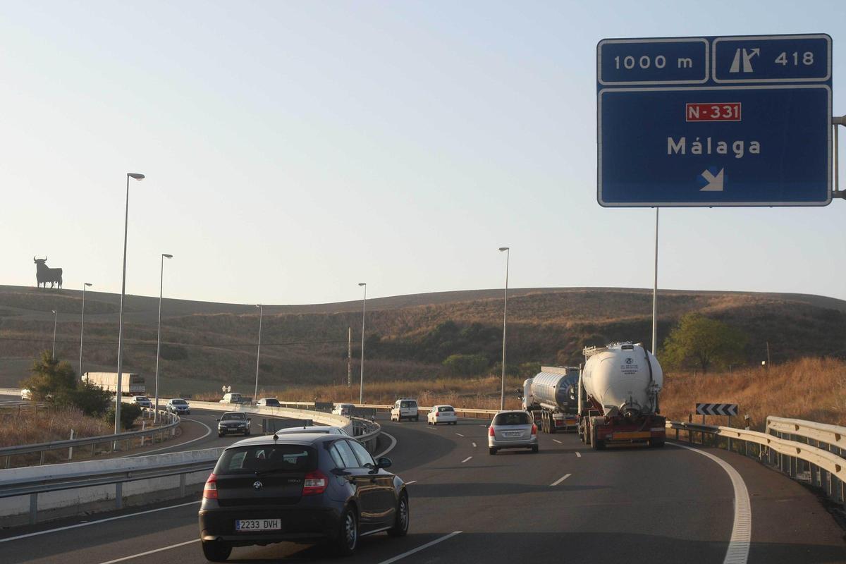 en la autovia A4 y A45 por las obras de la variante Oeste. Desvios, . autovia de Malaga Cuesta del espino