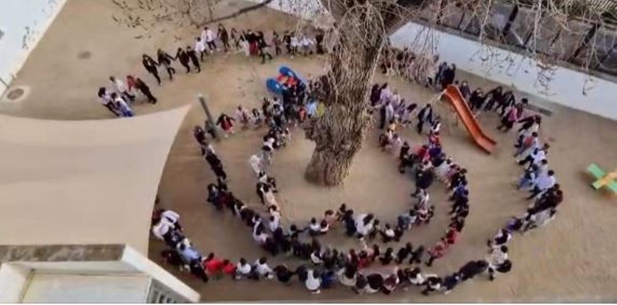 Els nens s'amiaden del pollancre de l'escola Narcís Monturiol de Roses amb una festa