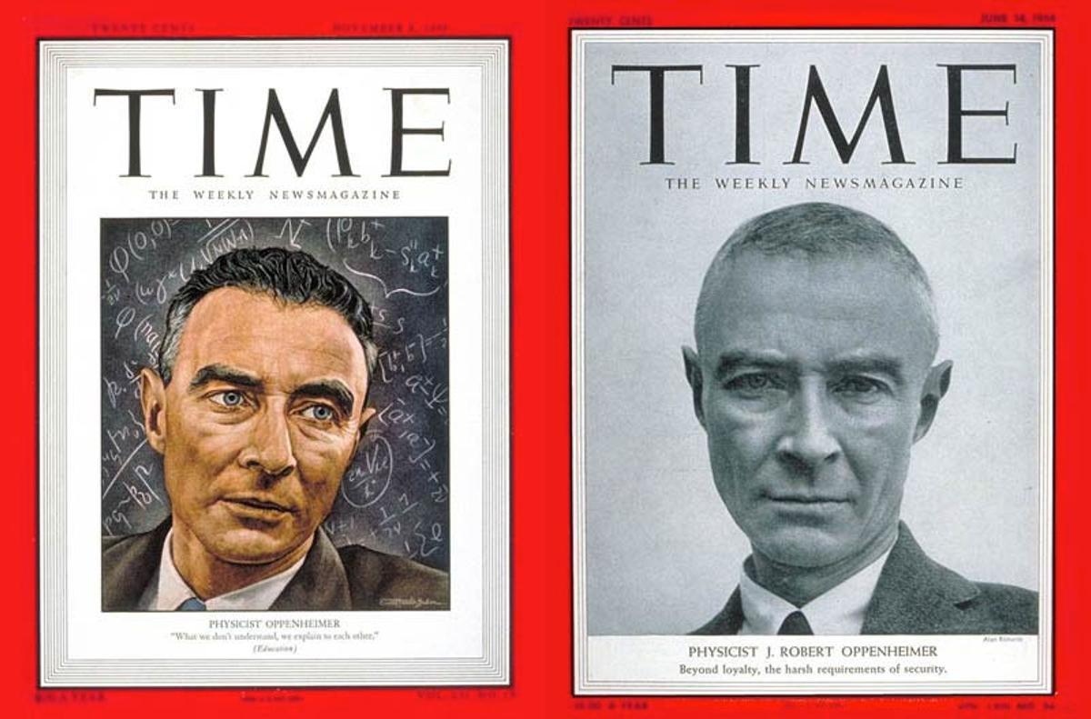 Las dos portadas que 'Time' dedicó a Oppenheimer, en 1948 y 1958.