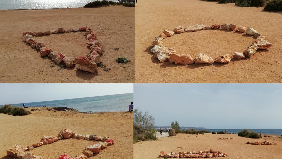 Círculos de piedras que han aparecido en es Carnatge.