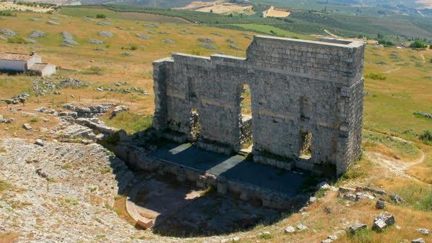 El enclave arqueológico de Acinipo de Ronda, visto desde el aire.