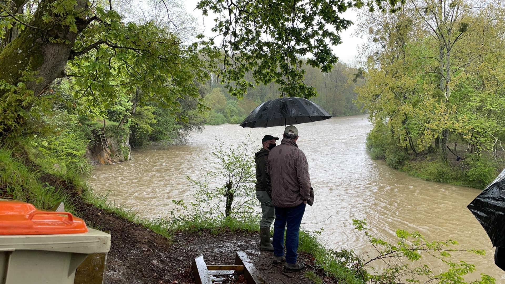 Madrugón a pie de río para sacar el campanu de Asturias