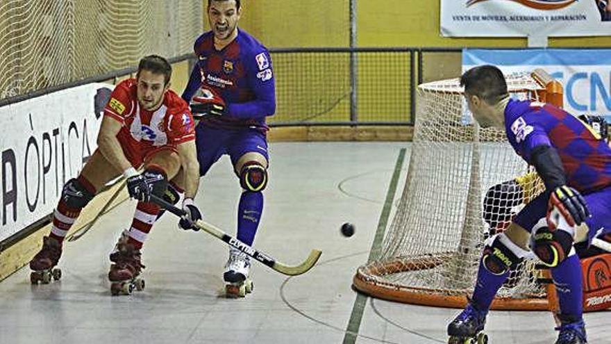 Un acció del partit d&#039;ahir entre Girona i Barça.