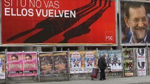 BARCELONA 27-02-2008 POLITICA CARTELES ELECTORALES EN EL PARAL.LEL