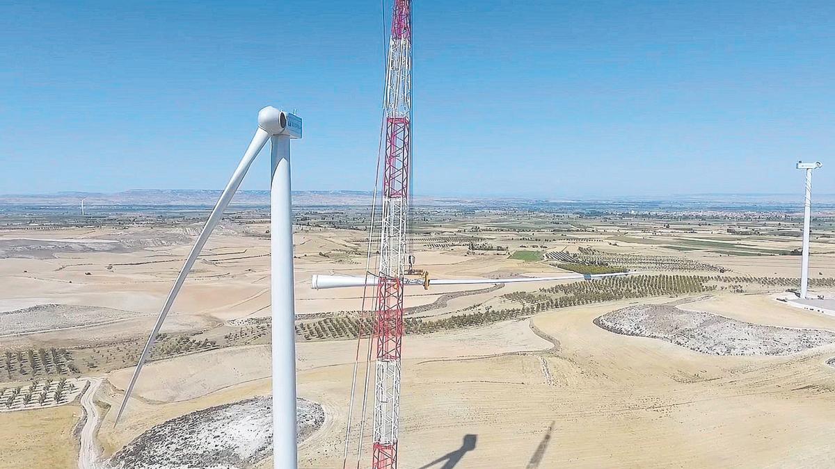 Obras de construcción de un parque eólico.