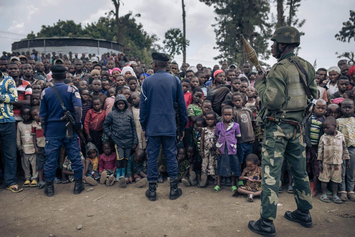 Desplazados a causa de los enfrentamientos cerca de Goma, en el Congo. En casi seis meses de enfrentamientos, más de 300.000 personas han huido de sus hogares.