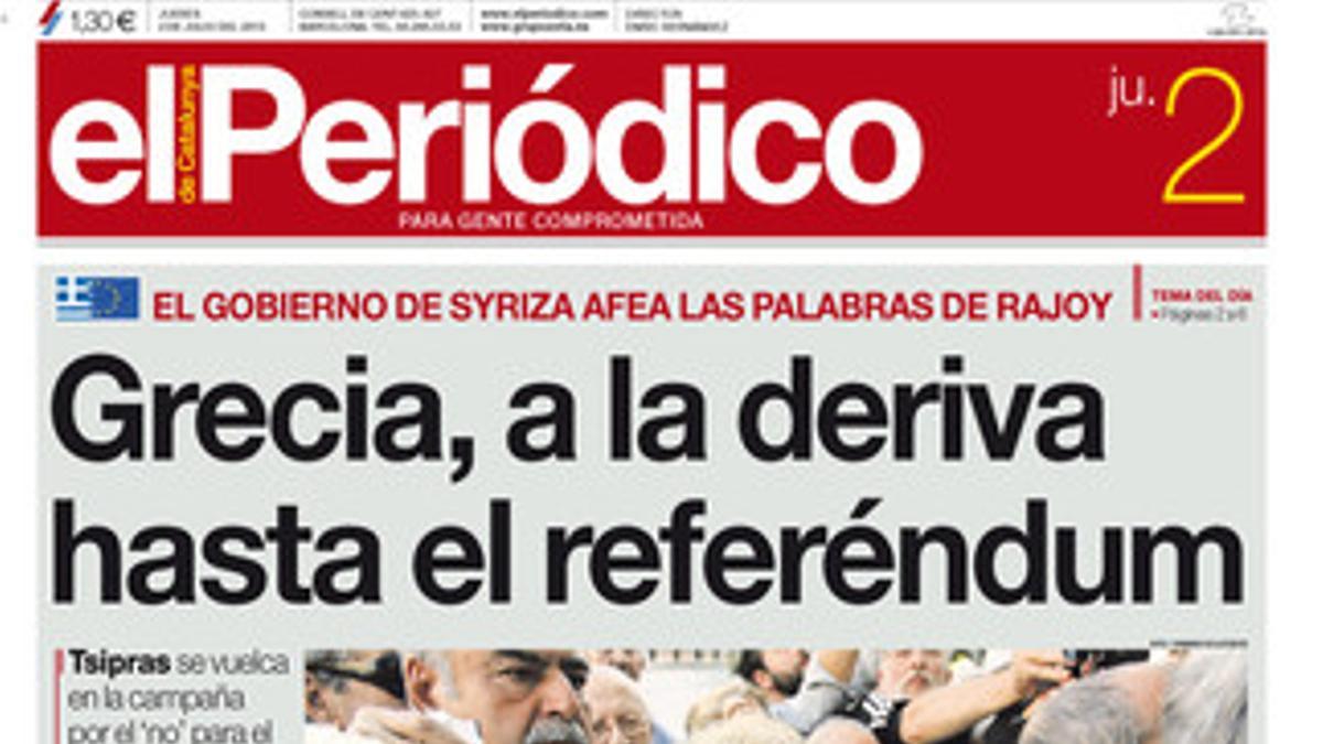 La portada de EL PERIÓDICO.