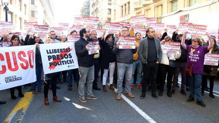 Manifestació de sindicalistes de CCOO.