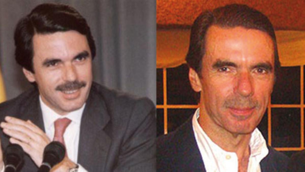 Aznar, en su época como presidente del Gobierno, y en una instantánea actual.