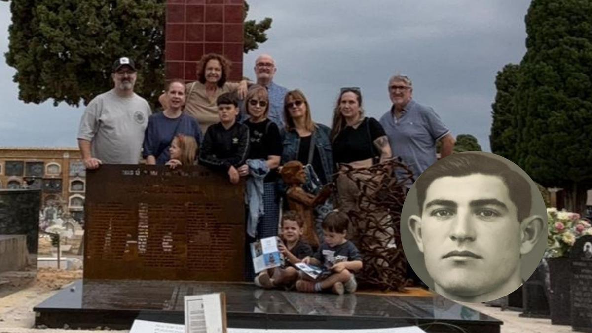 La familia visita el monumento de la Fosa 112 para recordar a Vicente Salón de las Nieves