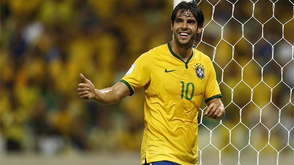 Kaká, con la selección brasileña en un partido de clasificación para el Mundial de Rusia