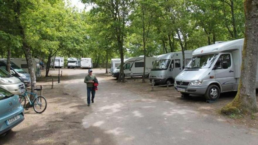 Uno de los residentes pasea por uno de los campings de la provincia de Ourense.  // Jesús Regal