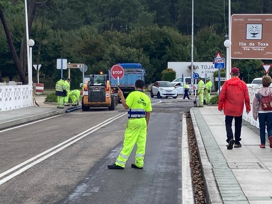 Las obras en la isla de A Toxa, esta tarde. |   //  FDV