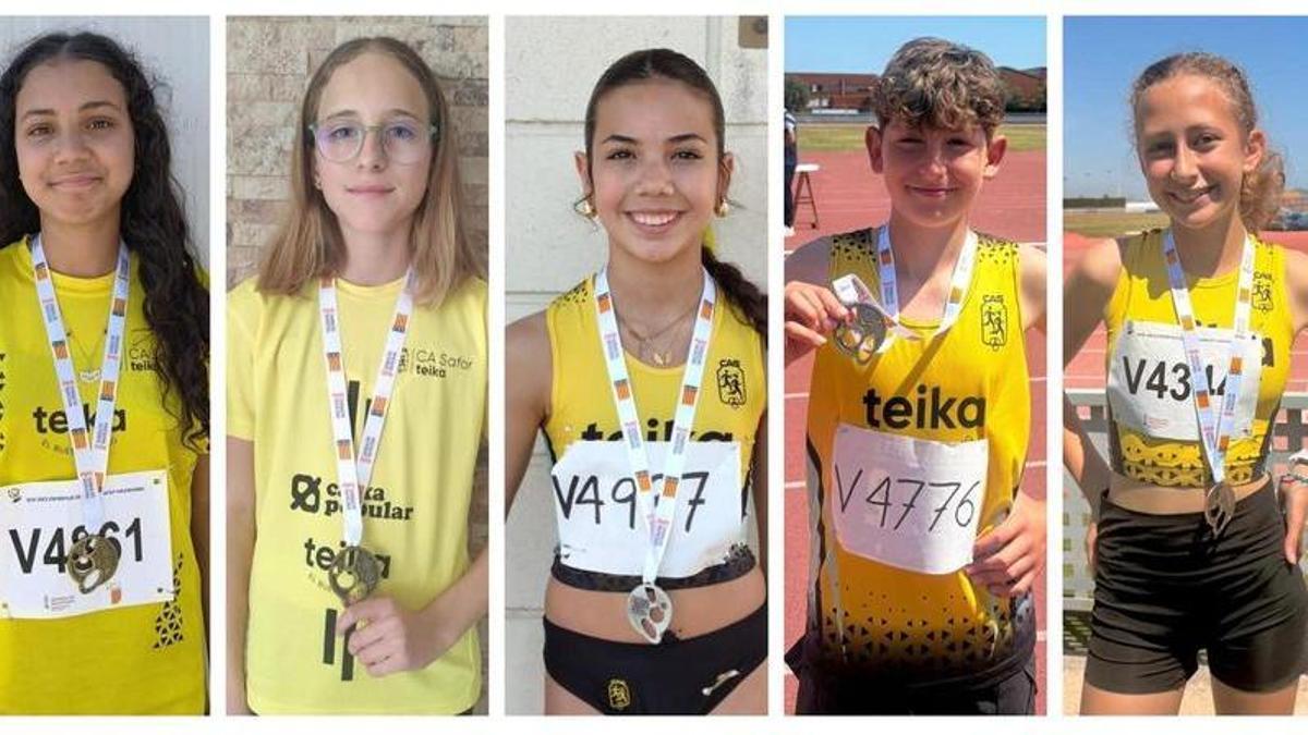 Atletas del CA Safor Teika de Gandia que subieron al podio provincial