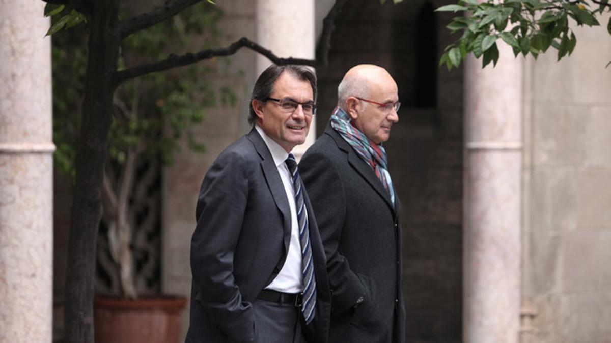 Artur Mas y Josep Antoni Duran Lleida, este martes, en el Palau de la Generalitat.