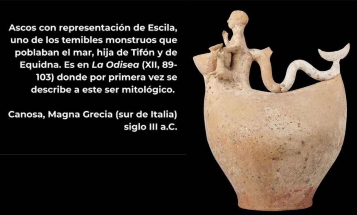 Ascos con representación de Escila. Canosa, Magna Grecia (sur de Italia), siglo III a.C.