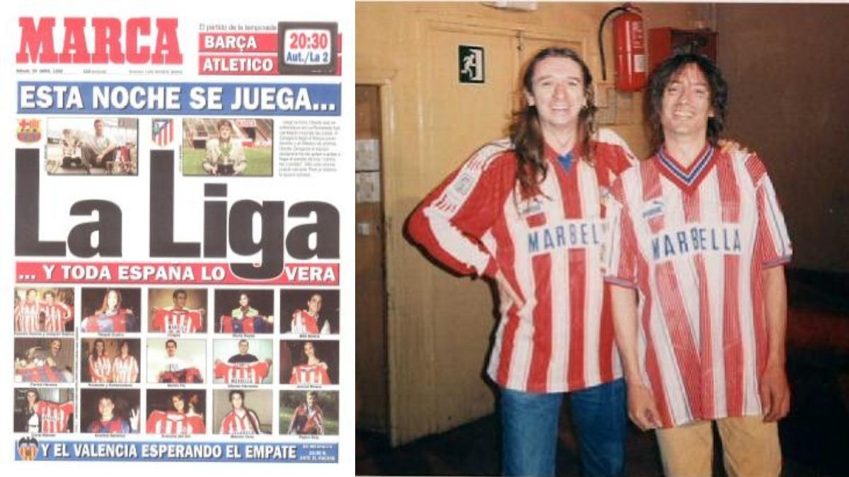 Rosendo Mercado y Robe Iniesta, con la camiseta del Atlético de Madrid.