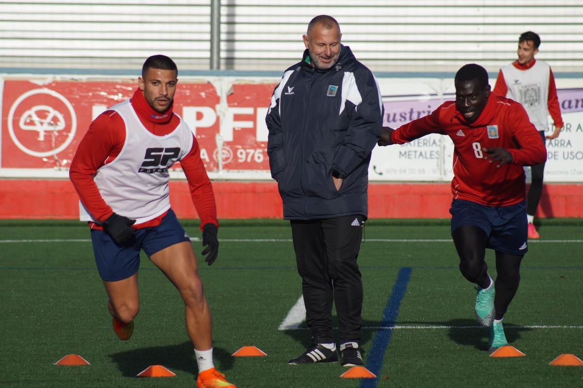 Javi Moreno, durante un entrenamiento