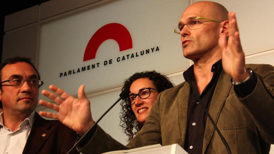 Raül Romeva durant la seva compareixença d&#039;aquest dimarts al migdia.