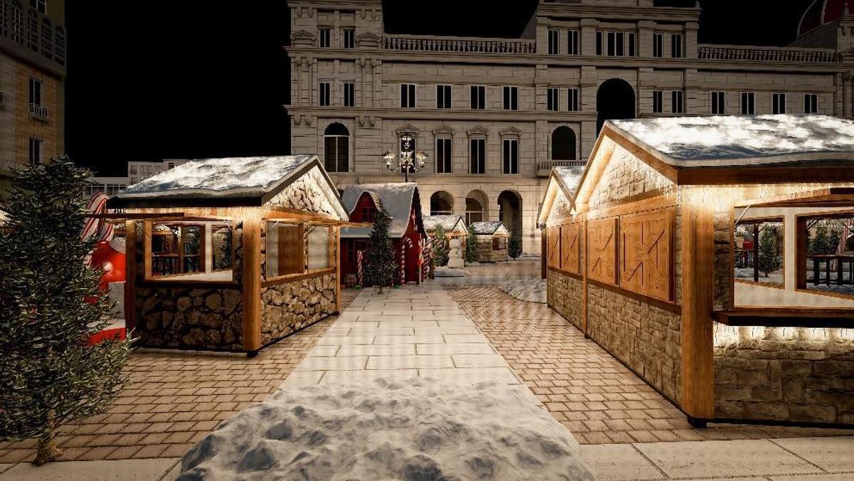 Así iban a ser las casetas del Poblado de Navidad de María Pita