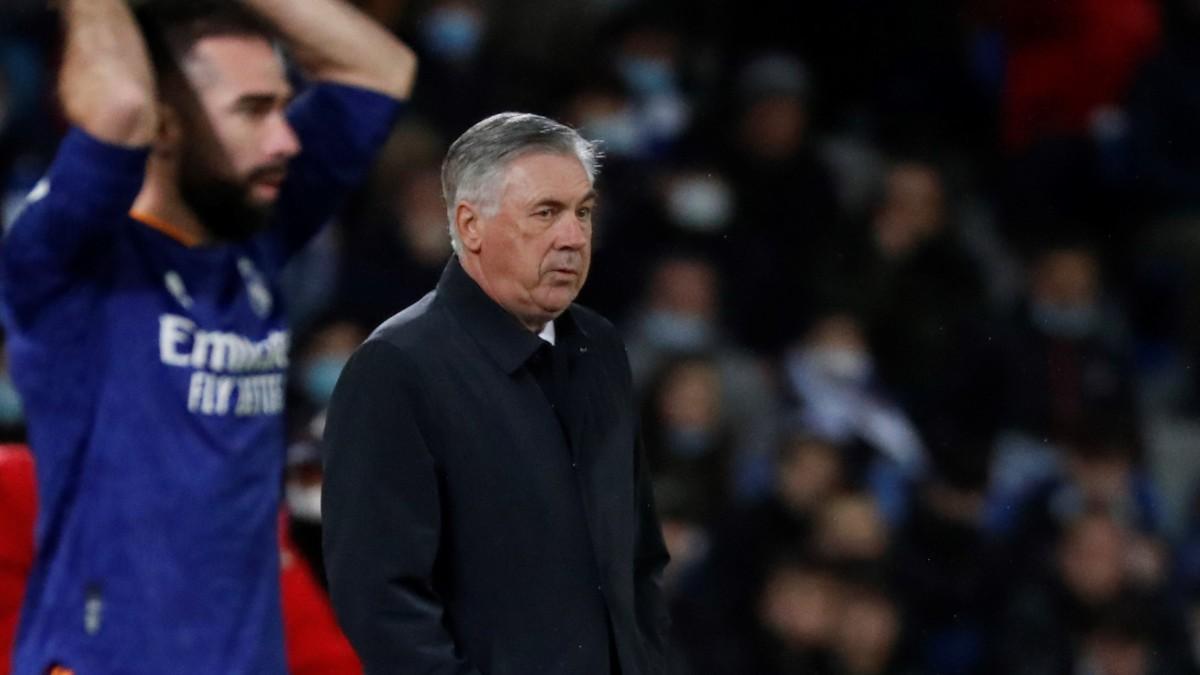 Ancelotti durante el encuentro ante la Real Sociedad en el Reale Arena