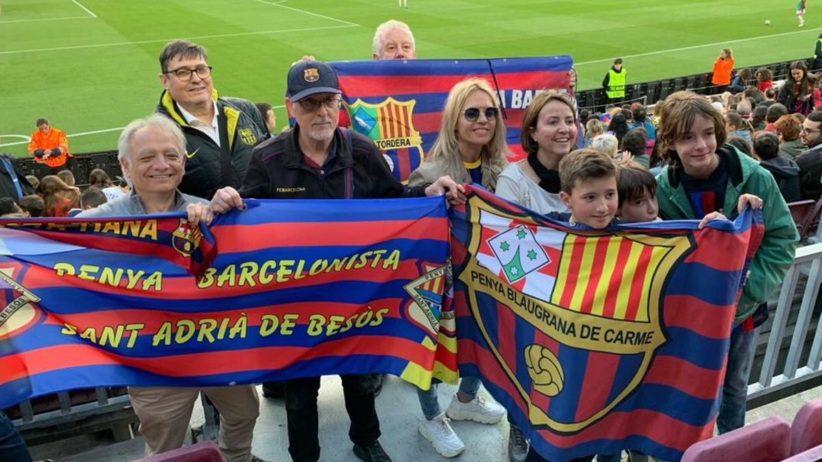 Representantes de las peñas barcelonistas de Tiana, Sant Adrià de Besòs, Tordera y Carme