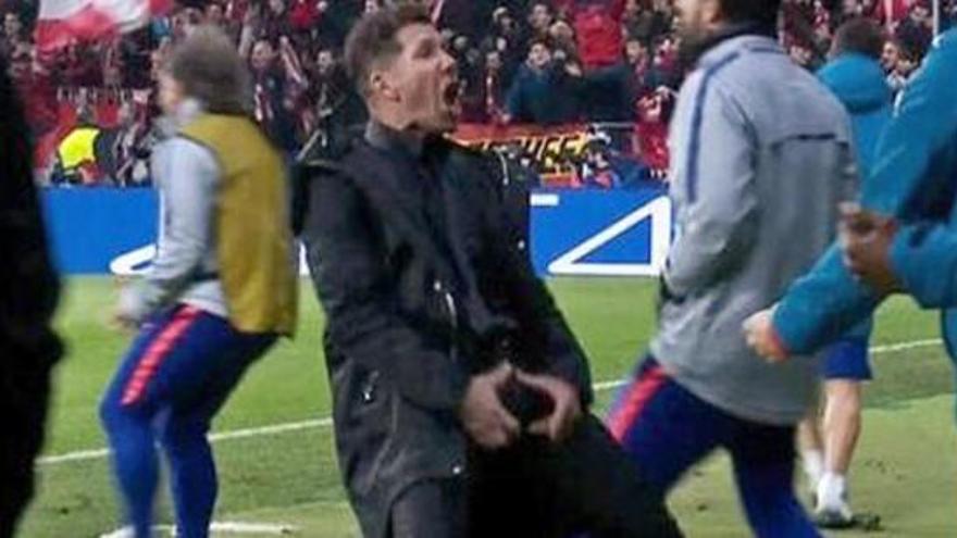 Simeone, en la celebración del 1-0 del Atlético-Juventus.