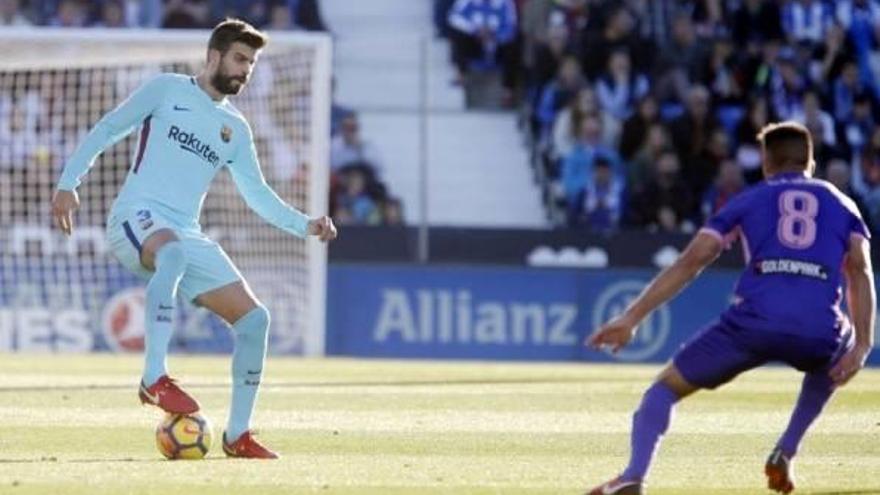 Gerard Piqué, durant el partit contra el Leganés a Butarque.