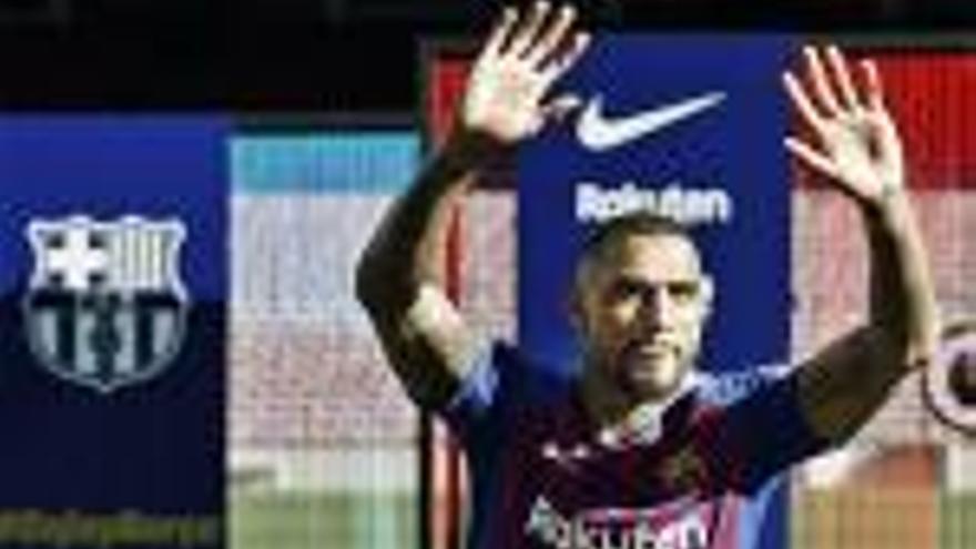 Kevin-Prince Boateng, ahir, en la seva presentació al Camp Nou.