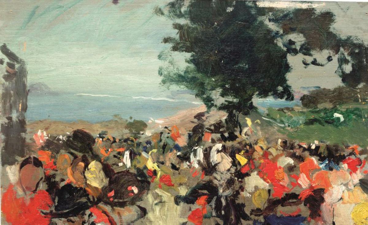 De izquierda a derecha: ‘Romería’, ‘Músicos gallegos’ y ‘Entre los pinos’.   | // CEDIDAS / JOAQUÍN SOROLLA