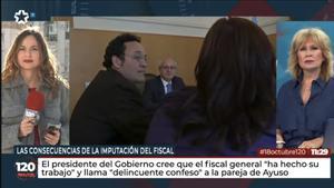 La reportera de Telemadrid, intentando informar sobre fiscal general del Estado