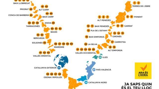 La ANC publica un mapa con la distribución de los participantes en la 'V'