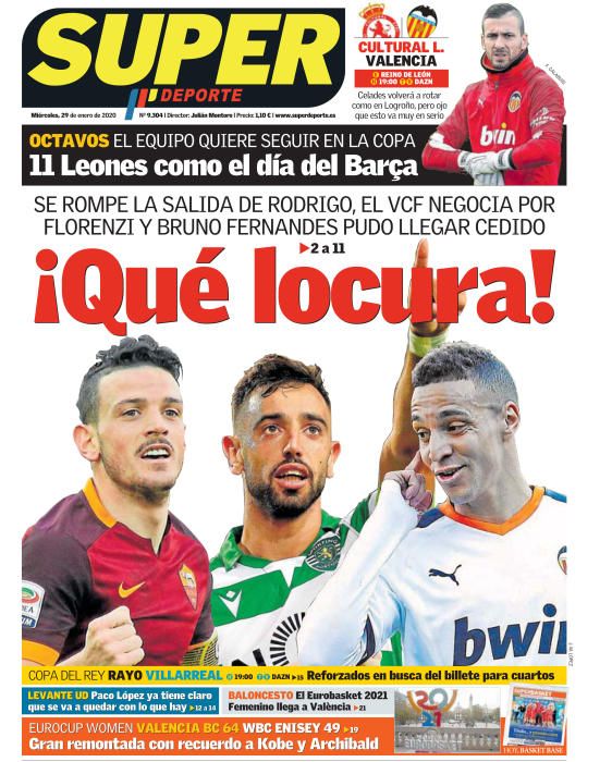 Portada SUPERDEPORTE miércoles 29 enero 2020