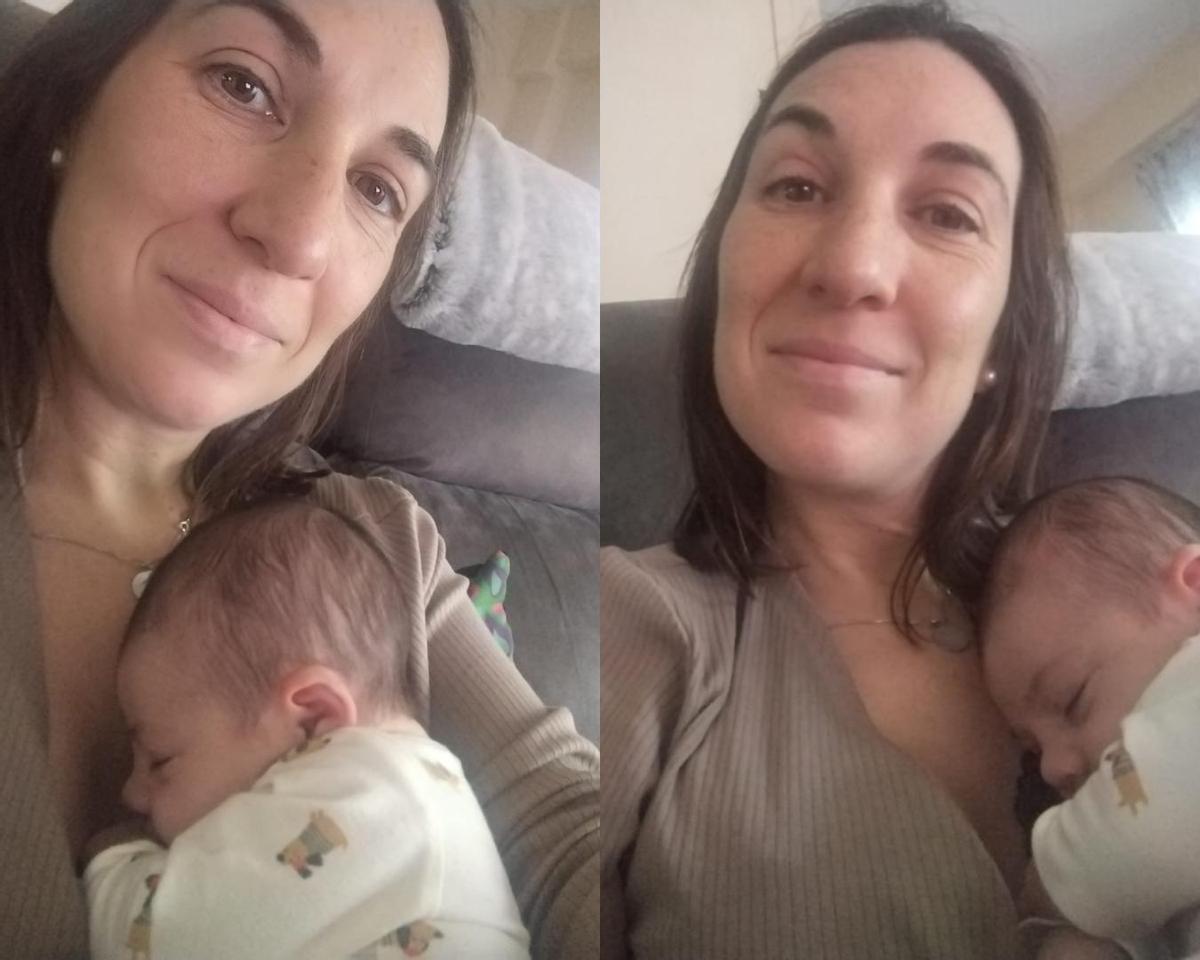 Rocío Rodríguez junto a su hija recién nacida.