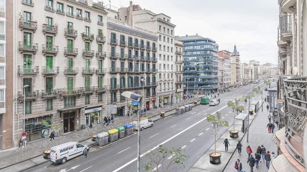 Simulación de cómo quedará la Ronda Universitat tras las obras.