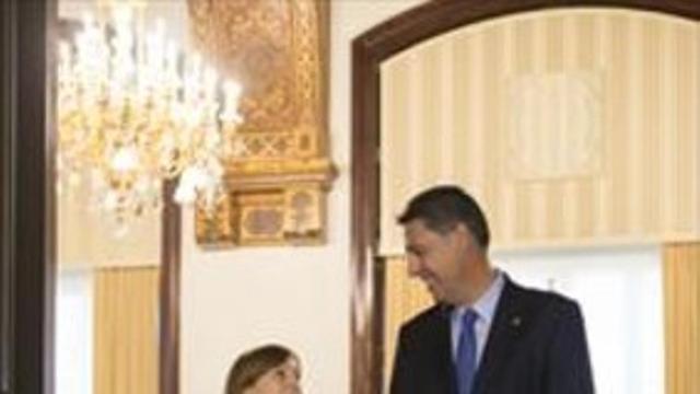 Carme Forcadell y Xavier García Albiol, ayer, en el Parlament.