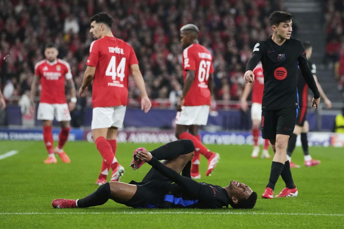 Alejandro Balde después del pisotón de Tomás Araújo.