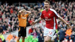 Nicklas Bendtner, en su etapa con el Arsenal.