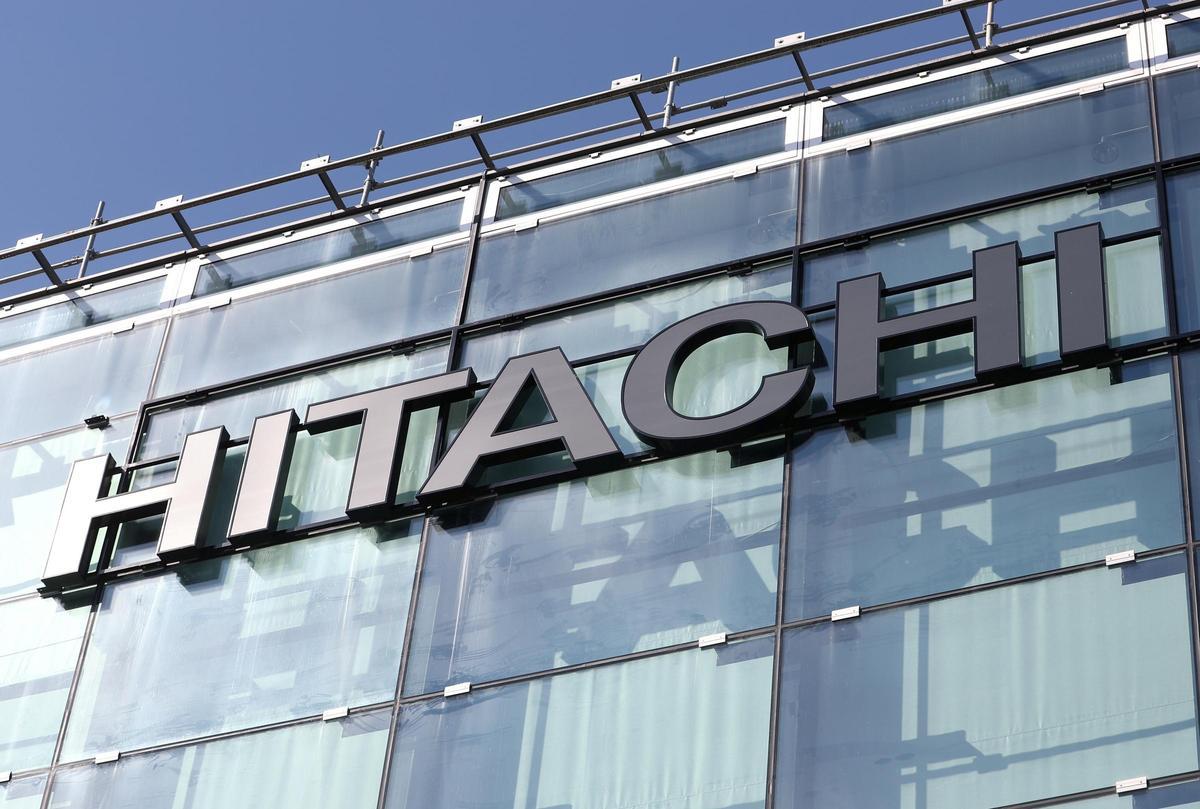 FILE PHOTO: Logo of Hitachi is seen in Zurich