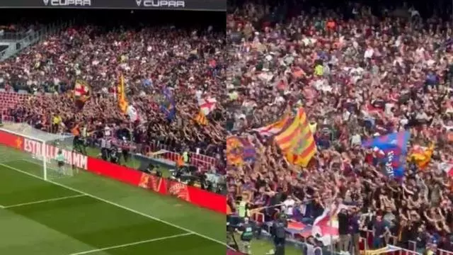 ¡El FC Barcelona estrena su nueva grada de animación! El "Gol 1957"