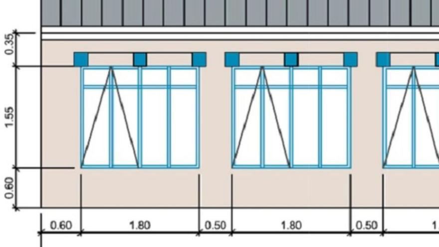 Plano de cómo quedará la construcción cerrada tras tirar la pérgola. |   // L.O.