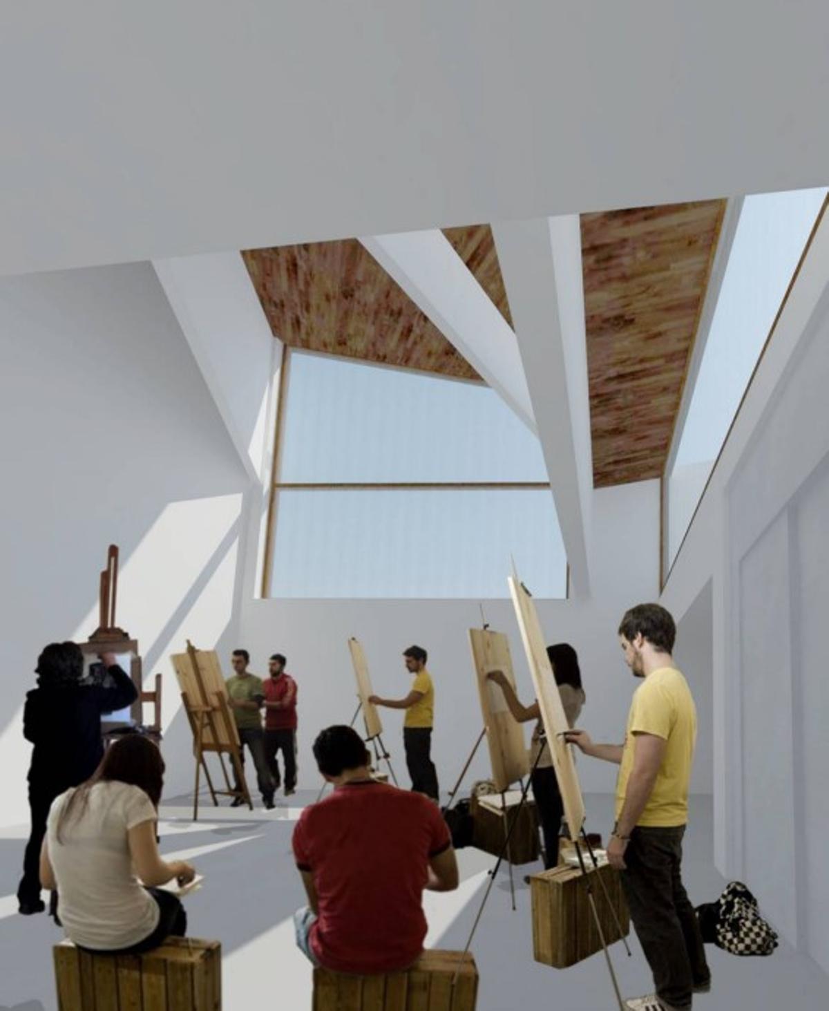 Interior de la futura academia de arte.