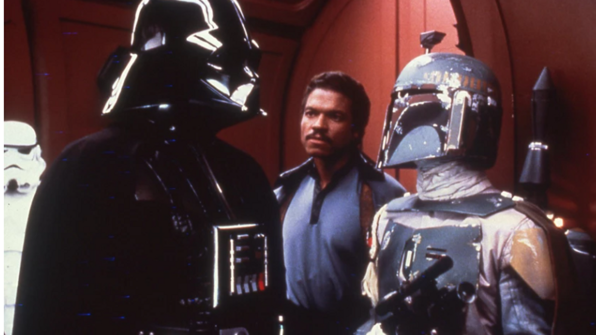 Boba Fett, con Darth Vader y Lando Calrissian, en 'El imperio contrataca'