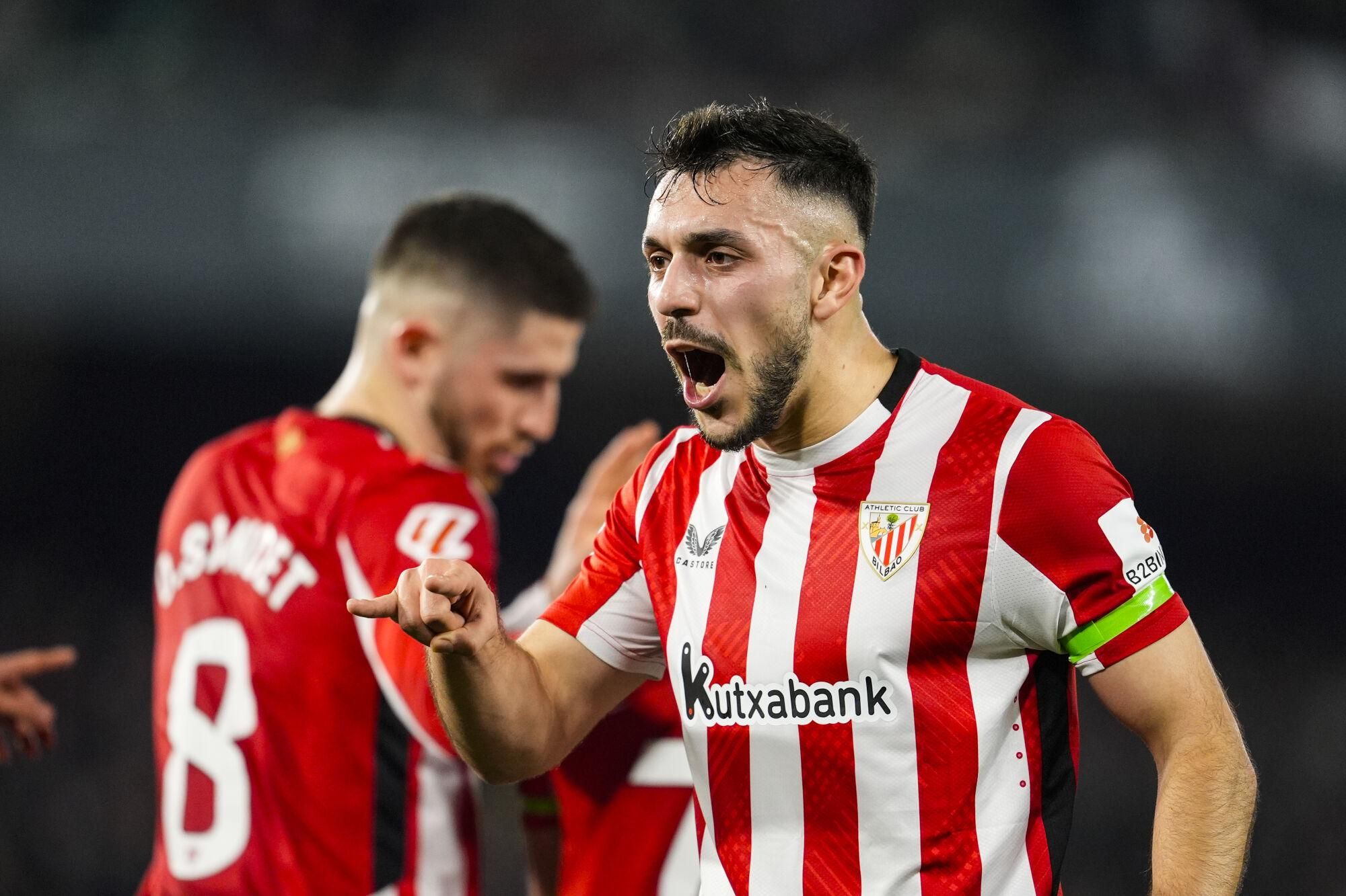 Aitor Paredes of Athletic Club celebrates a goal during the Spanish league, LaLiga EA Sports, football match played between Real Betis and Athletic Club at Benito Villamarin stadium on February 2, 2025, in Sevilla, Spain. AFP7 02/02/2025 ONLY FOR USE IN SPAIN. Joaquin Corchero / AFP7 / Europa Press;2025;SPORT;ZSPORT;SOCCER;ZSOCCER;Real Betis v Athletic Club - LaLiga EA Sports;