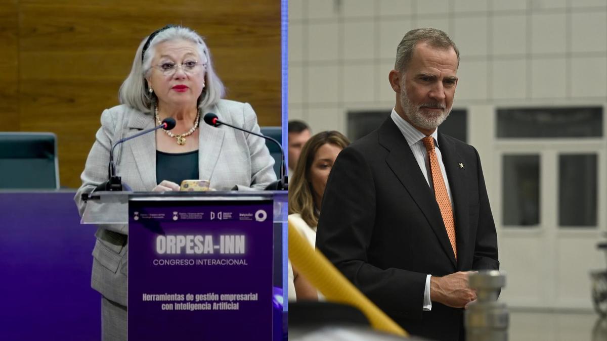 La presidenta de la Cámara de Comercio, Dolores Guillamón, y el rey Felipe VI.