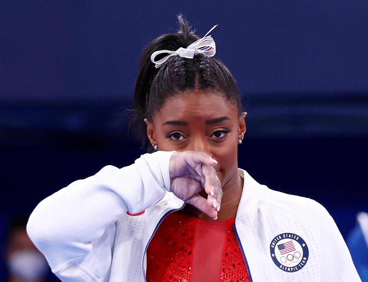 La gimnasta estadounidense durante la final femenina por equipos.