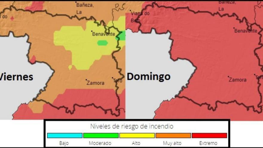 Zamora, en riesgo alto de incendio, que subirá a extremo este domingo